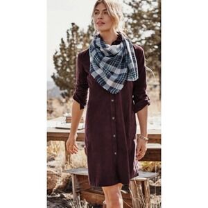 J‎ Jill Corduroy Shirt Dress Womens Small Spiced Wine Modest Minimalist Collared